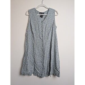 Jamie Brooke Womens 20W Vintage Blue Floral Sleeveless Button Down Dress